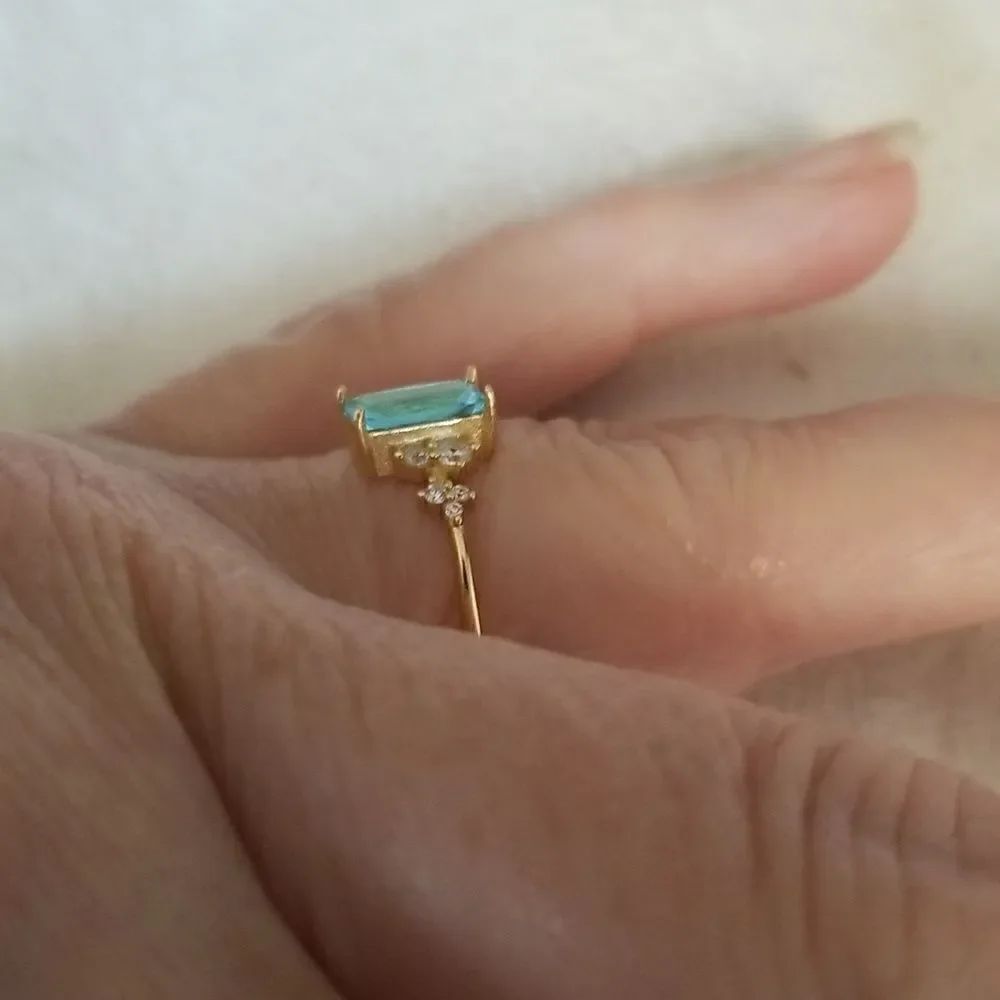 Rectangular size 8 ring ocean blue - Picture 6 of 10